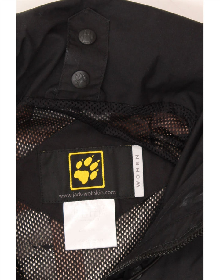 JACK WOLFSKIN Womens Hooded Rain Jacket UK 10 Small Black Polyester Vintage Jack Wolfskin and Second-Hand Jack Wolfskin from Messina Hembry 