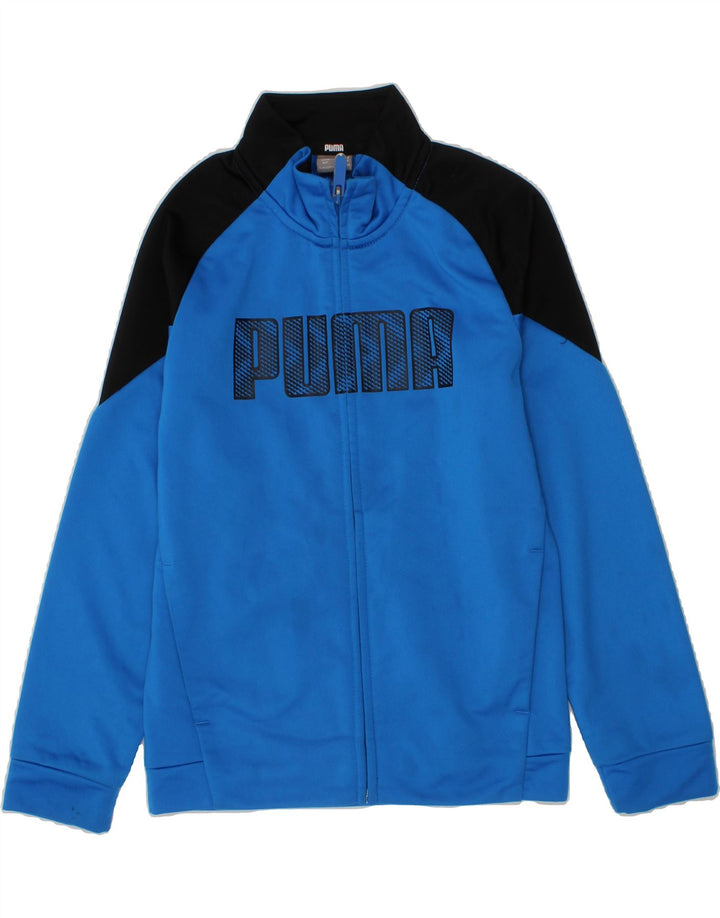 PUMA Boys Graphic Tracksuit Top Jacket 7-8 Years Blue Colourblock Vintage Puma and Second-Hand Puma from Messina Hembry 
