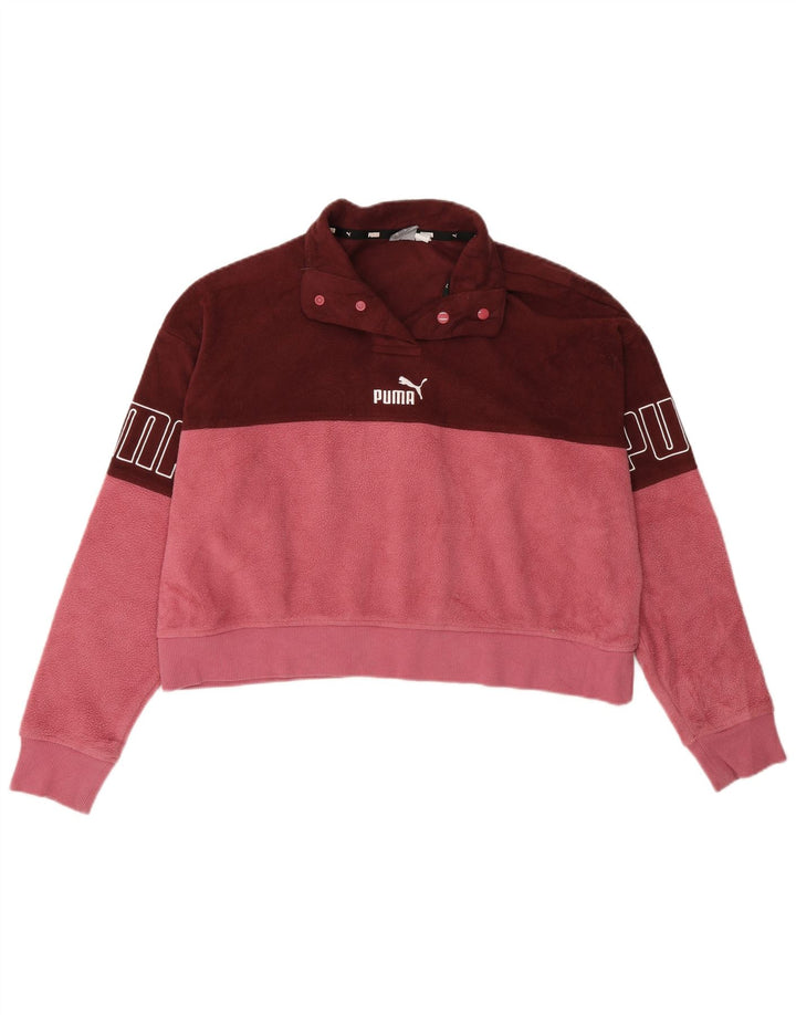 Puma Γυναικείο Oversized Graphic Fleece Jumper UK 14 Medium Burgundy