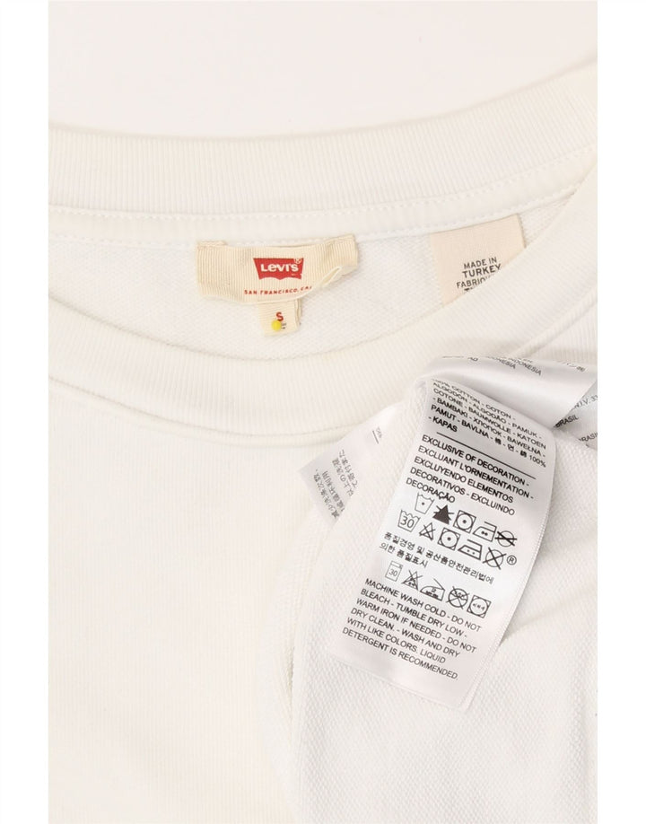 Γυναικεία Levi's Oversized Graphic Crop Φούτερ Jumper UK 10 Small White