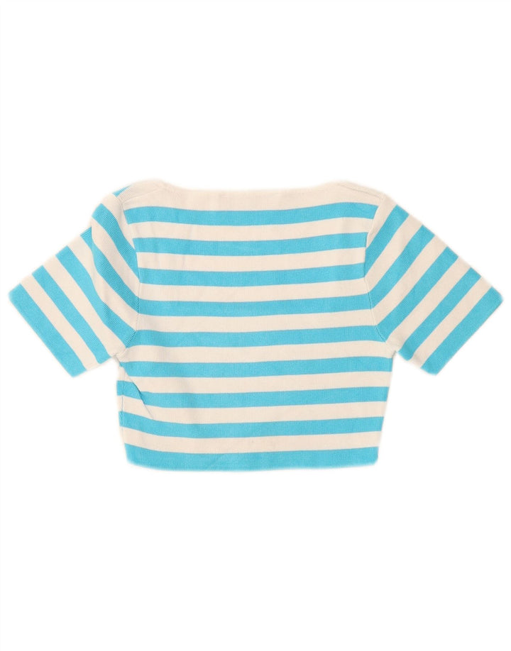 Zara Γυναικείο Crop Top UK 8 Μικρή μπλε ριγέ βισκόζη