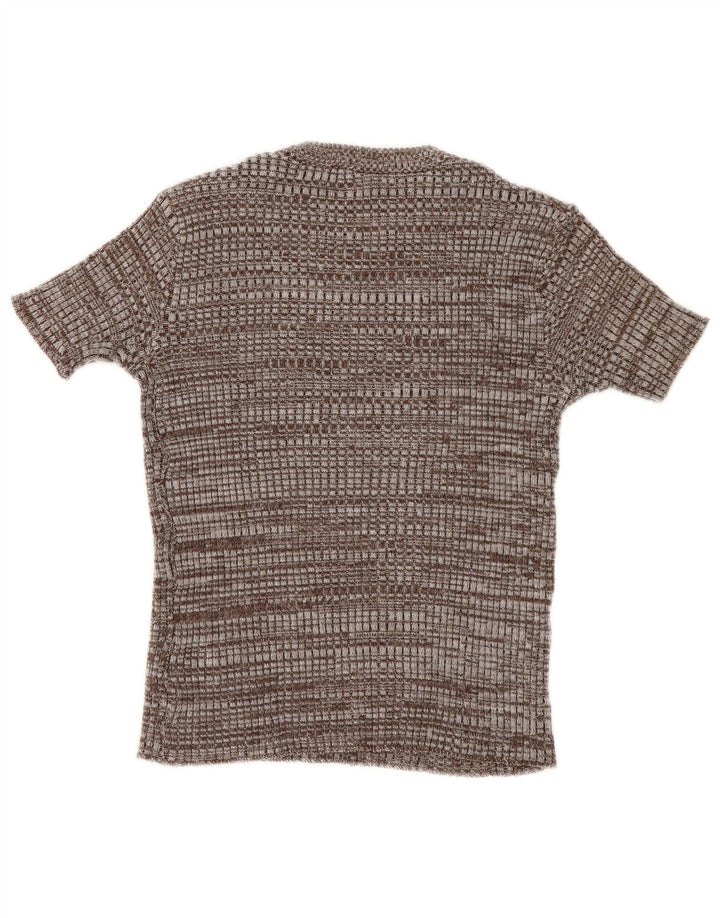 Vintage γυναικείο T-Shirt Top UK 12 Medium Brown Flecked