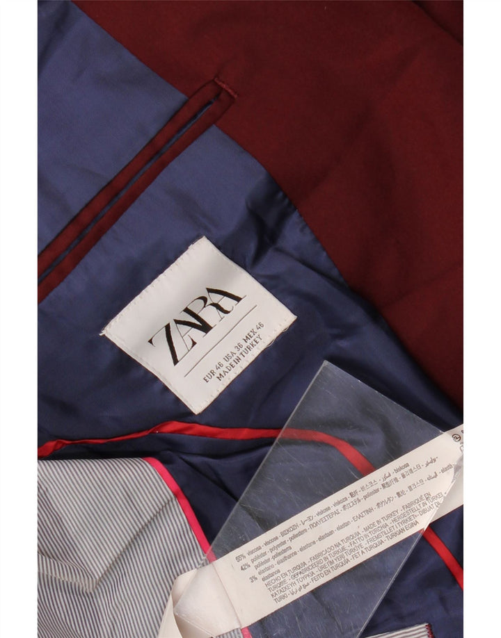 Zara Ανδρικό τζάκετ μπλέιζερ με 2 κουμπιά EU 46 Small μπορντό βισκόζη