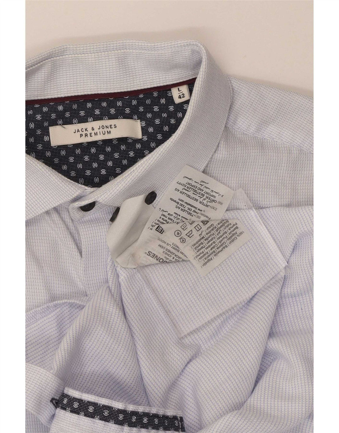 Ανδρικό πουκάμισο Jack & Jones, μέγεθος 42, μεγάλο μπλε βαμβακερό