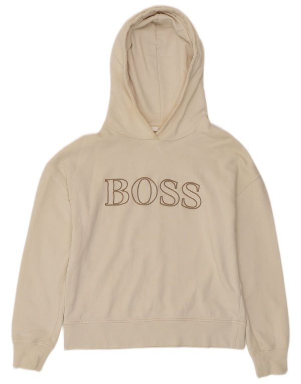 HUGO BOSS Γυναικεία γραφικά υπερμεγέθη κουκούλα UK 10 Small Off White