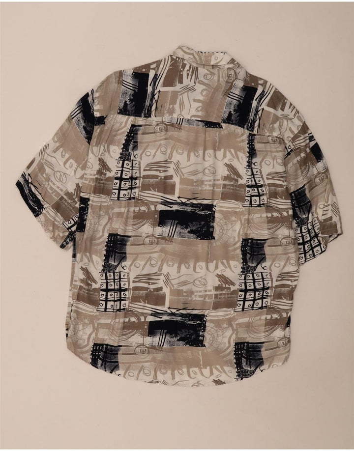 Vintage Ανδρικό κοντομάνικο πουκάμισο Μεγάλο μπεζ συνονθύλευμα