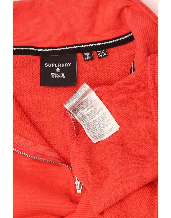 Superdry γυναικεία φούτερ με φερμουάρ με λαιμόκοψη Jumper UK 12 μεσαίο βαμβακερό πορτοκαλί