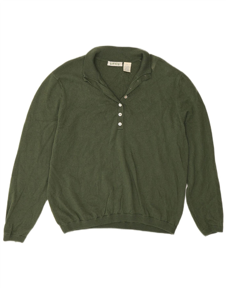 Γυναικείο πουλόβερ με λαιμόκοψη Orvis UK 16 Large Green Wool