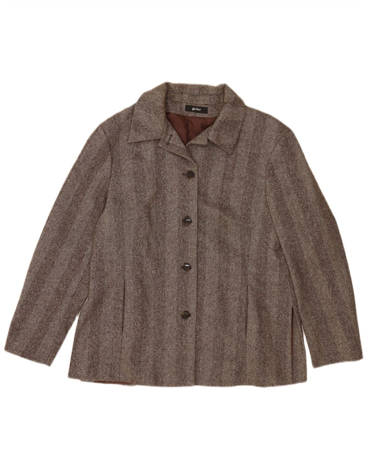 GARDEUR Womens 4 Button Blazer Jacket UK 16 Large Brown Herringbone