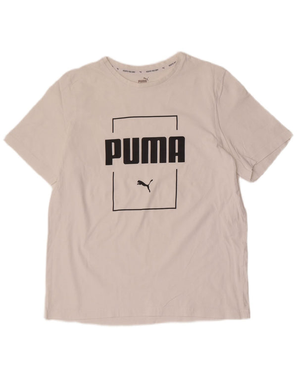 Γυναικείο γραφικό μπλουζάκι Puma Top UK 16 Large White Cotton Sports