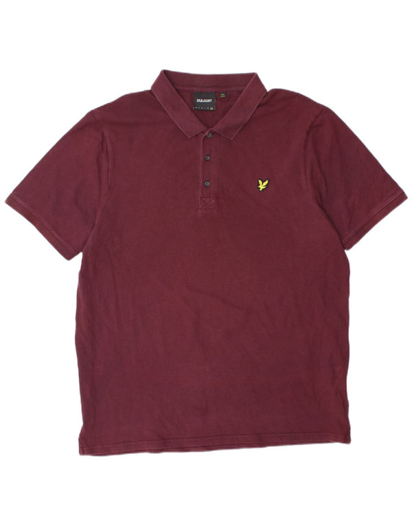 Ανδρικό πουκάμισο πόλο LYLE & SCOTT 2XL Βαμβακερό μπορντό