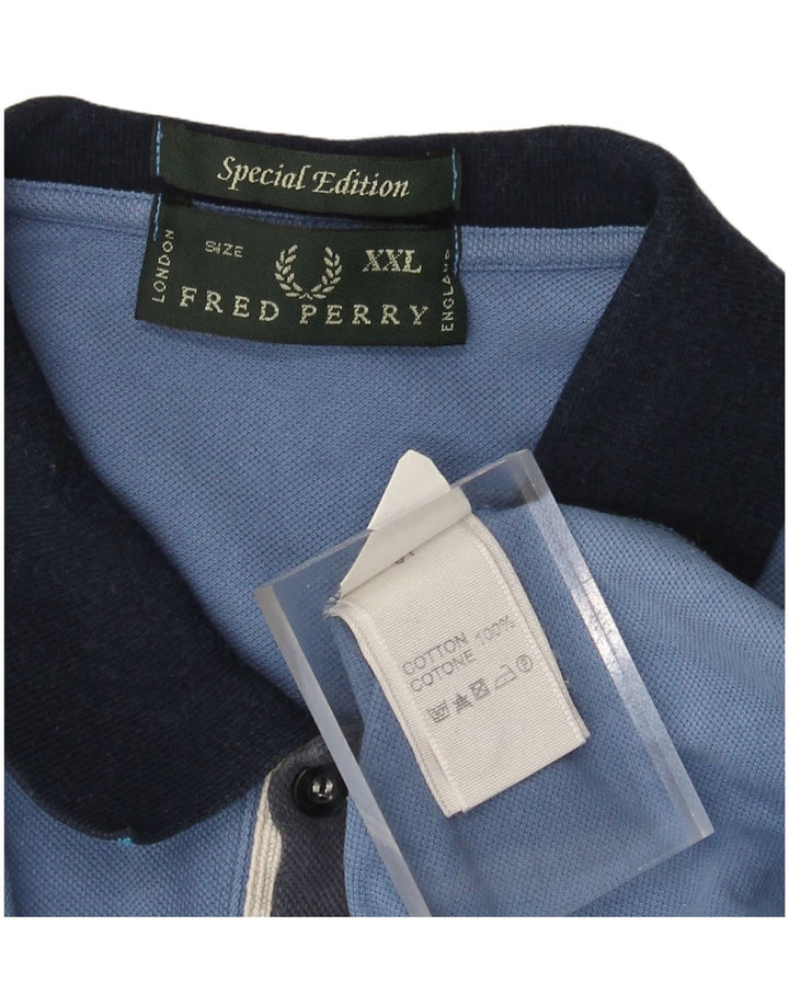 FRED PERRY Ανδρικό Πόλο Μπλουζάκι 2XL Μπλε Βαμβακερό