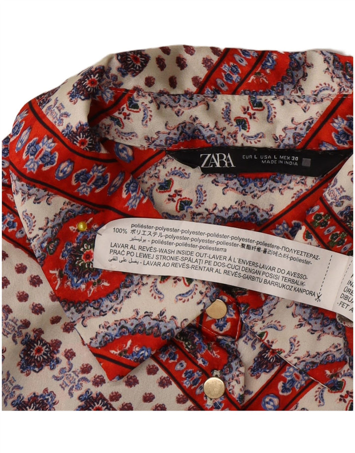 Zara Γυναικείο Πουκάμισο Μπλούζα UK 16 Μεγάλος Πολύχρωμος Floral Πολυεστέρας