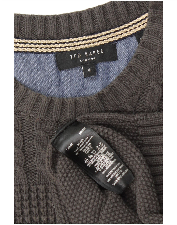 Ted Baker Γυναικείο πουλόβερ με λαιμό καραβάκι, μέγεθος 4, μεγάλο γκρι βαμβακερό