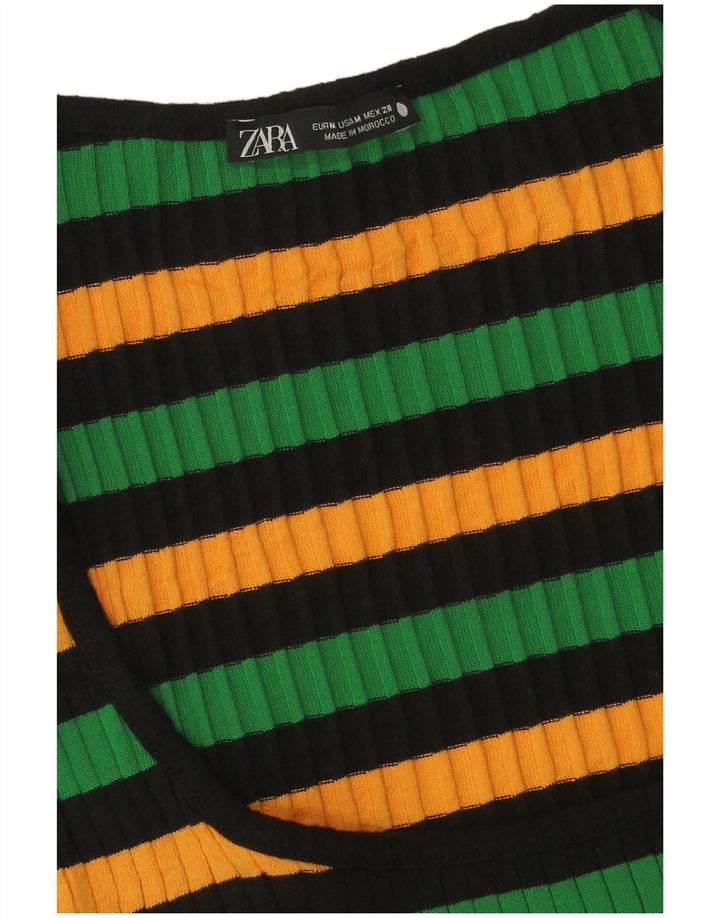 Zara Γυναικείο Crop Top UK 12 Medium πολύχρωμο ριγέ