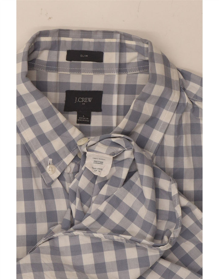 J. CREW Mens Slim Shirt Large Navy Blue Gingham Cotton Vintage J. Crew and Second-Hand J. Crew from Messina Hembry 