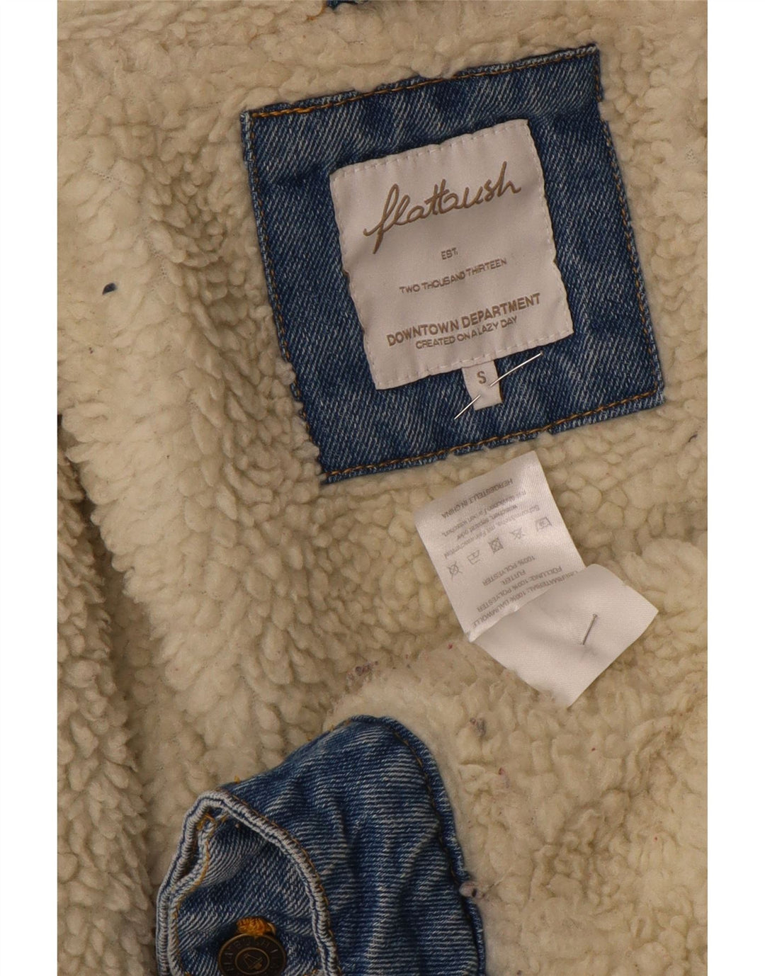 Flatbush γυναικείο υπερμεγέθη Sherpa τζιν μπουφάν UK 10 Small Blue Polyester