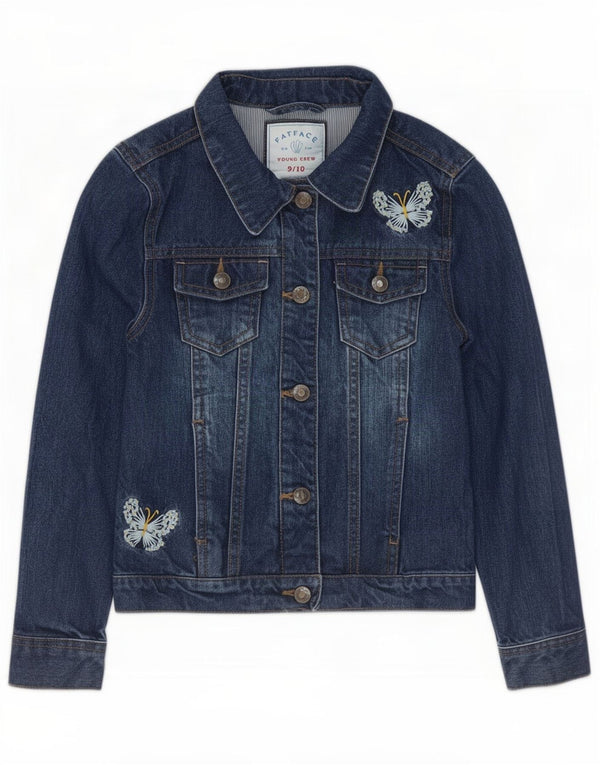 Τζιν μπουφάν Fat Face Girls 9-10 Years Blue Cotton Butterfly