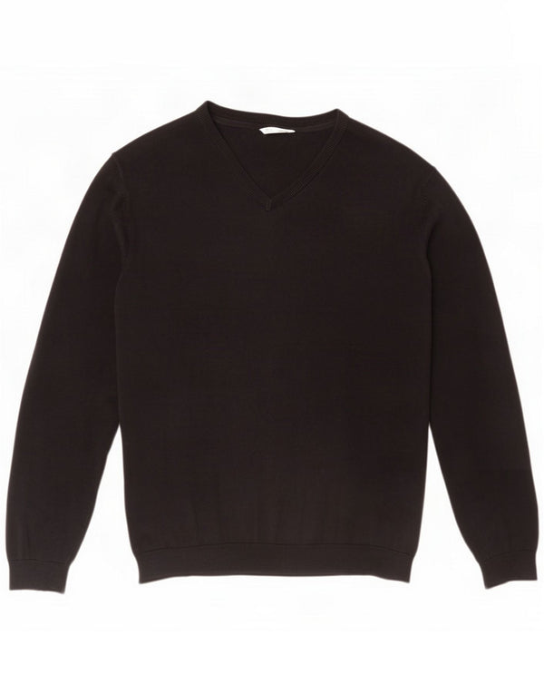 Marks & Spencer Boys V-Neck Jumper πουλόβερ 15-16 ετών XL Μαύρο βαμβακερό