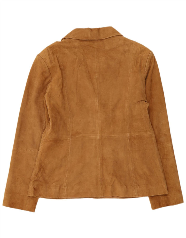 Helium Γυναικείο τζάκετ με 4 κουμπιά Suede Blazer UK 16 Large Brown Δερμάτινο