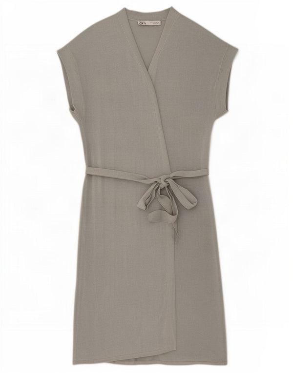 Zara Γυναικείο κοντομάνικο φόρεμα UK 10 Small Grey Acrylic