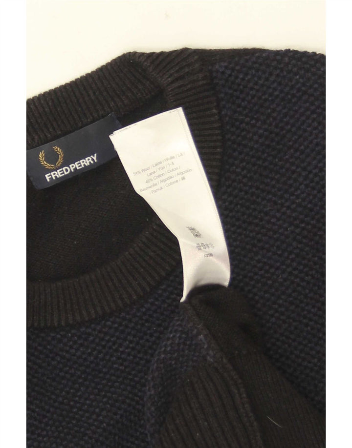 Fred Perry Ανδρικό πουλόβερ με λαιμόκοψη με λαιμόκοψη μεγάλο μπλε ναυτικό μαλλί