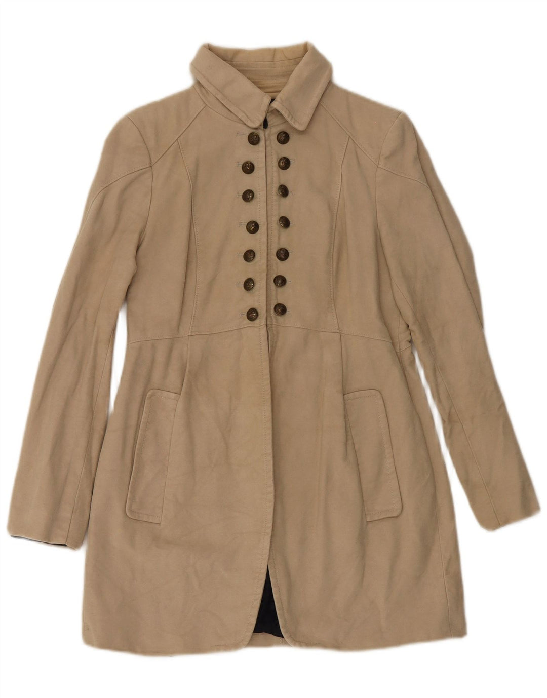 Zara Γυναικείο Παλτό UK 14 Large Beige Βαμβακερό