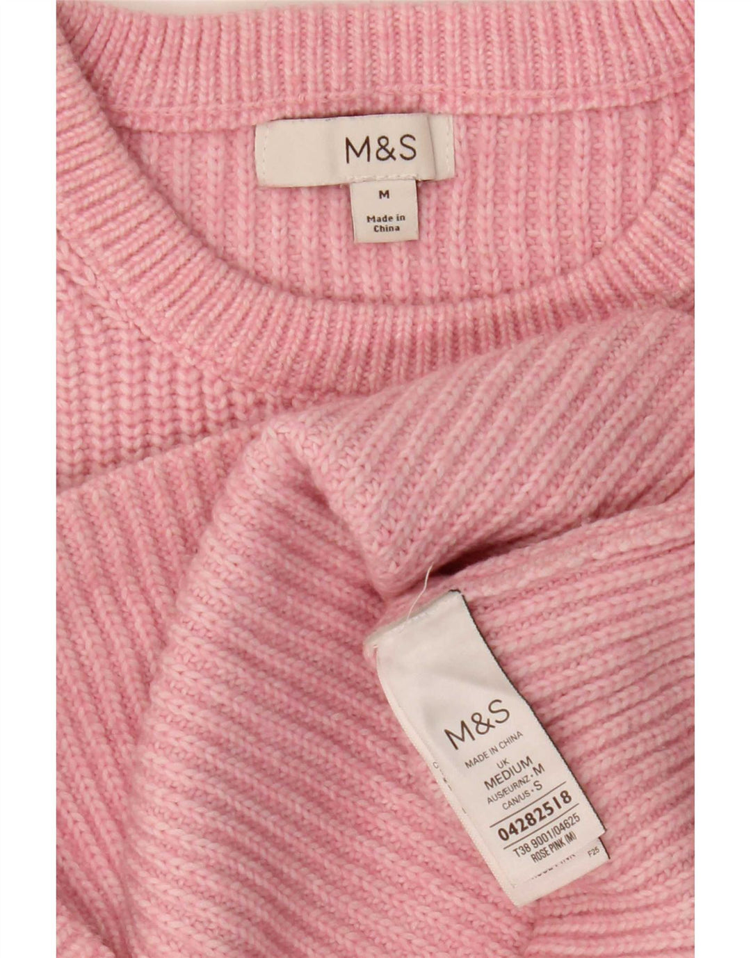 Marks & Spencer Γυναικείο πουλόβερ με λαιμόκαυστο UK 14 Medium Pink Polyester