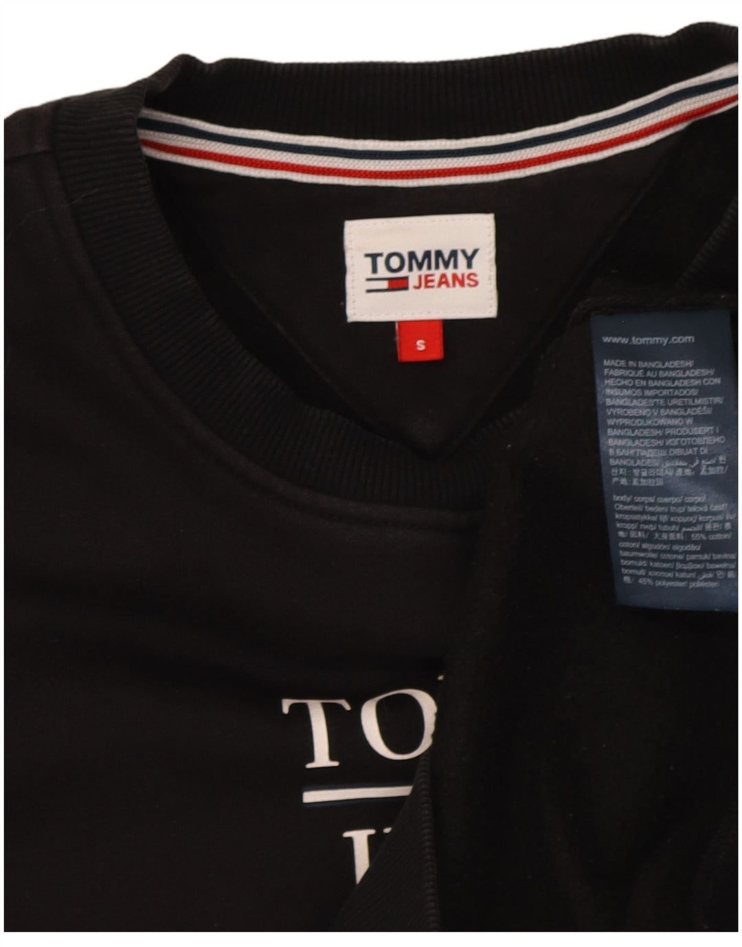 Tommy Hilfiger Γυναικείο γραφικό υπερμεγέθη φούτερ Jumper UK 10 Small Black