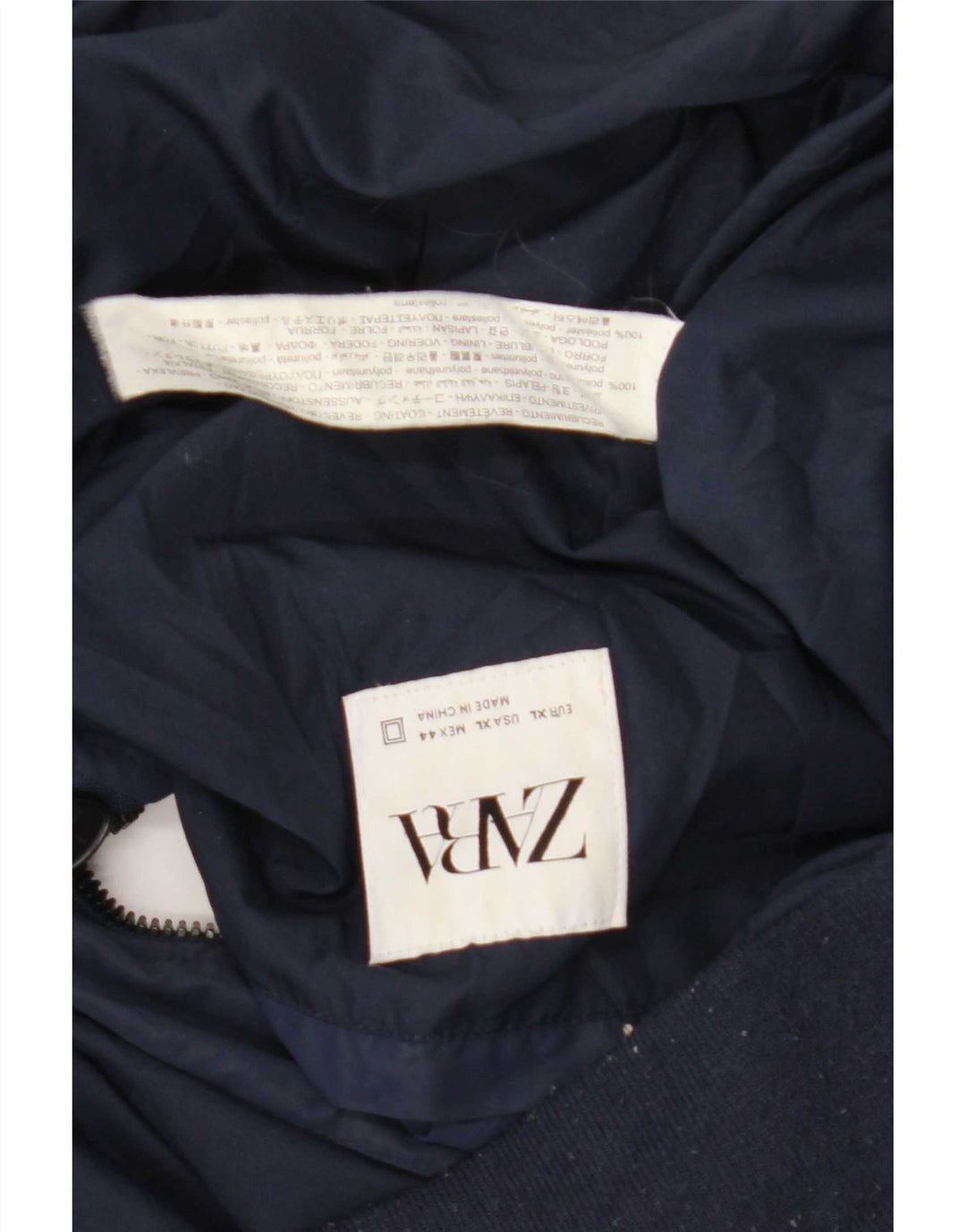 Zara Ανδρικό Bomber Jacket UK 42 XL Navy Blue Polyester