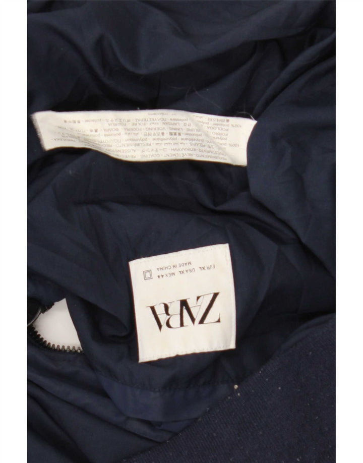 Zara Ανδρικό Bomber Jacket UK 42 XL Navy Blue Polyester