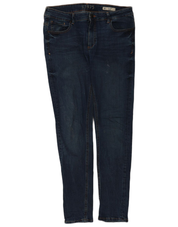 Zara Γυναικεία ψηλόμεσα Skinny Jeans EU 42 Large W32 L30 Navy Blue Cotton