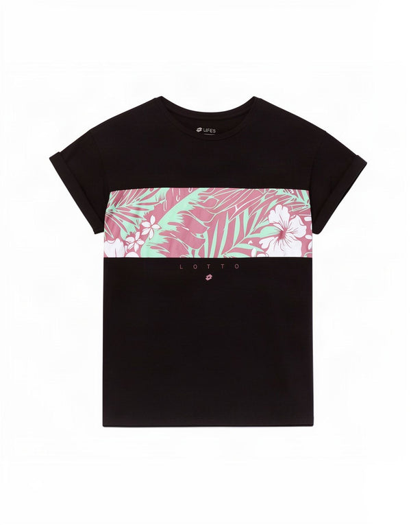 Γραφικό μπλουζάκι Lotto Womens Life's Top 10 Small Black Floral