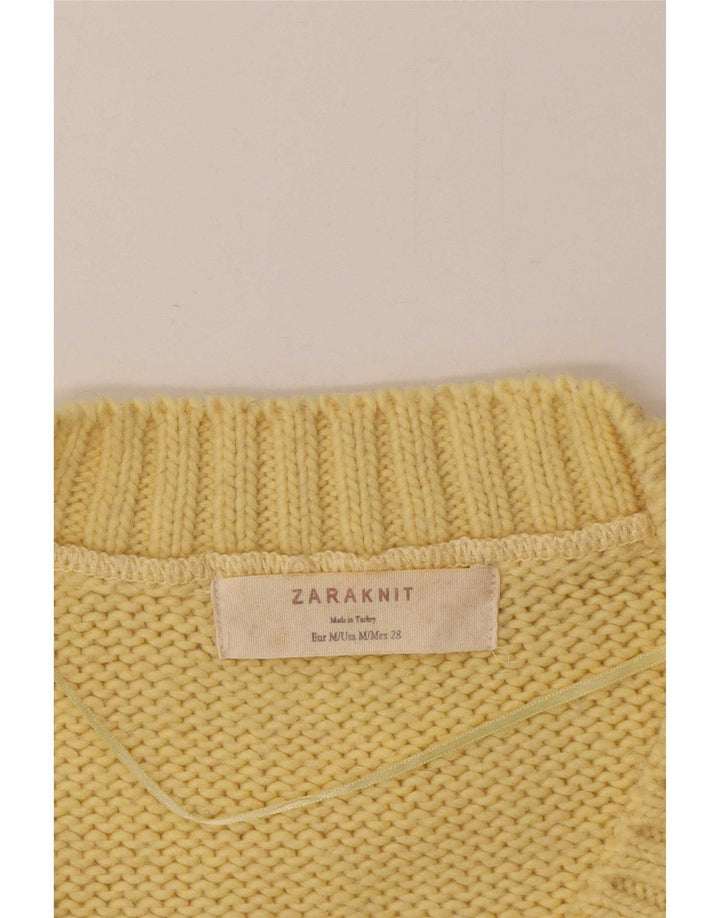 Zara Γυναικείο πουλόβερ με V λαιμόκοψη UK 14 Medium Yellow