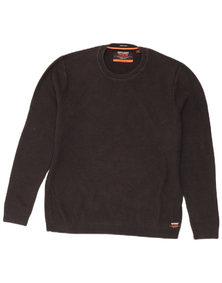 Superdry Γυναικείο πουλόβερ με λαιμόκοψη UK 14 Μεσαίο μαύρο βαμβακερό