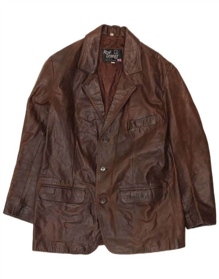 VINTAGE Ανδρικό Δερμάτινο Μπουφάν UK 42 XL Καφέ Δερμάτινο