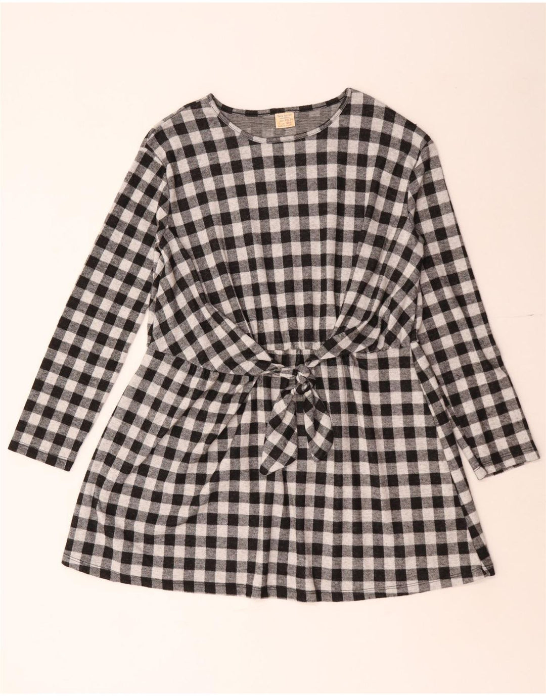 Zara Girls Μακρυμάνικο Basic Φόρεμα 13-14 ετών Μαύρο Gingham