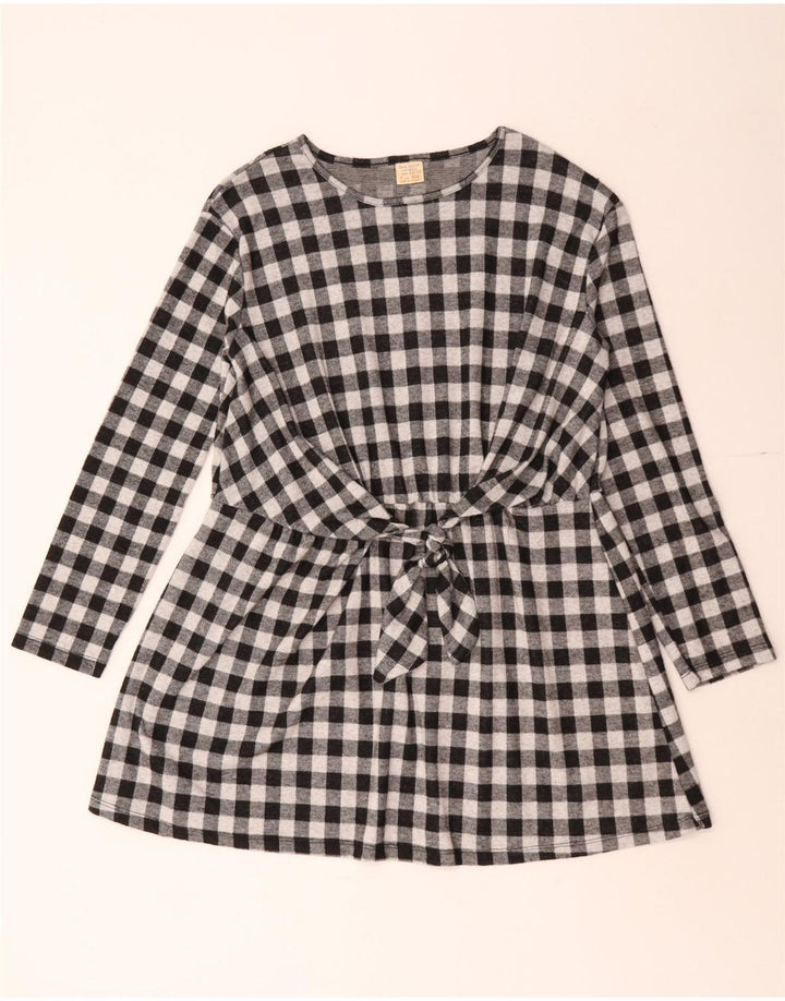 Zara Girls Μακρυμάνικο Basic Φόρεμα 13-14 ετών Μαύρο Gingham