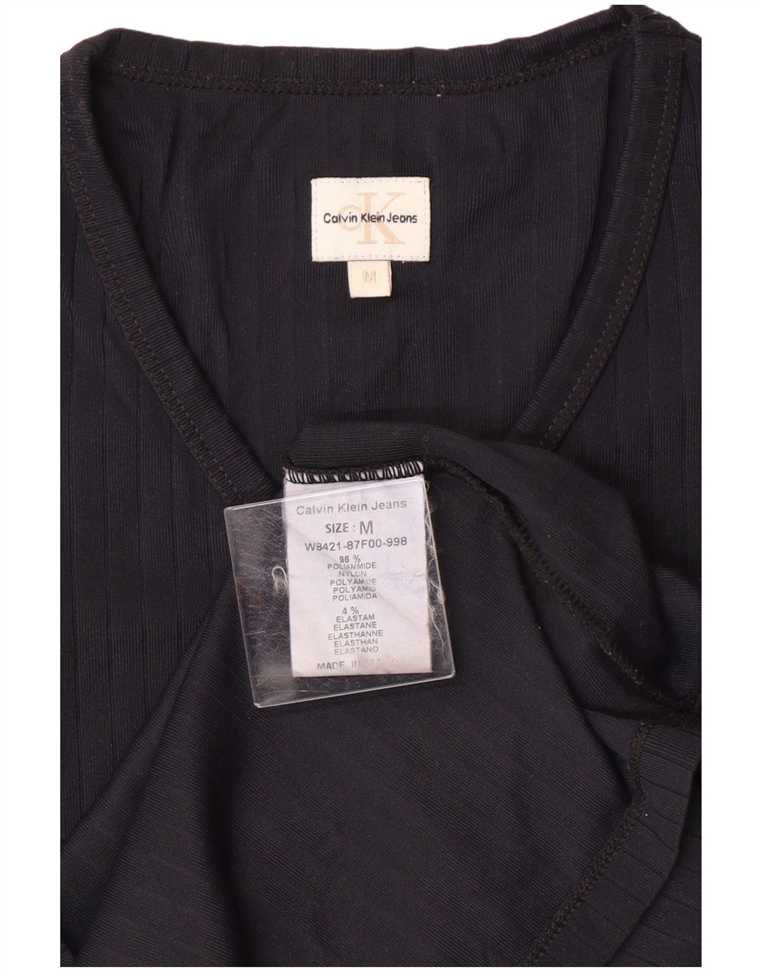 CALVIN KLEIN JEANS Γυναικείο τοπ μακρυμάνικο UK 12 Medium Navy Blue Polyamide