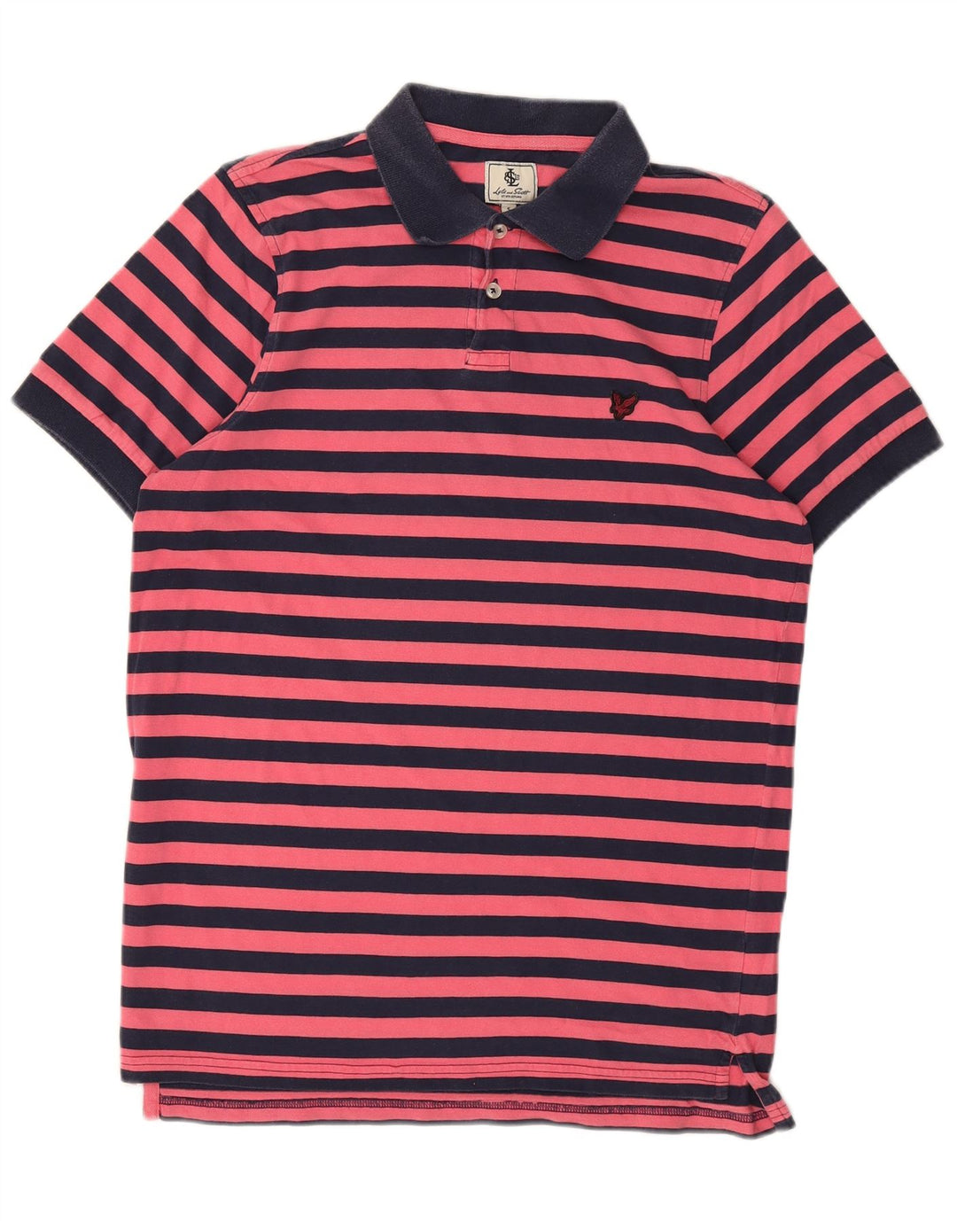 LYLE & SCOTT Mens Polo Shirt Small Pink Striped Cotton