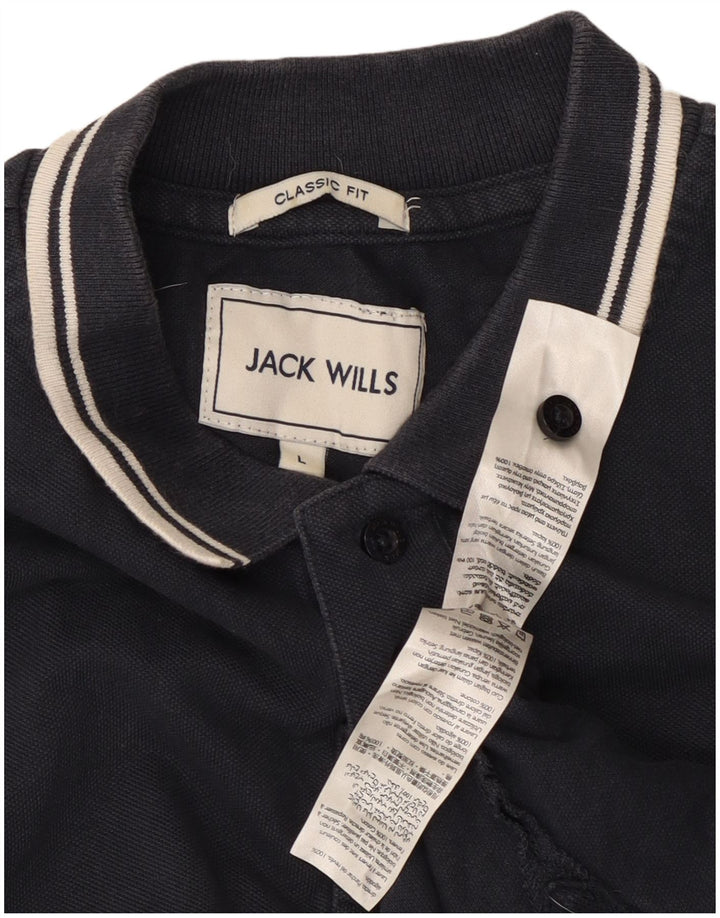 Jack Wills Ανδρικό μπλουζάκι πόλο Classic Fit μεγάλο, μπλε ναυτικό βαμβακερό