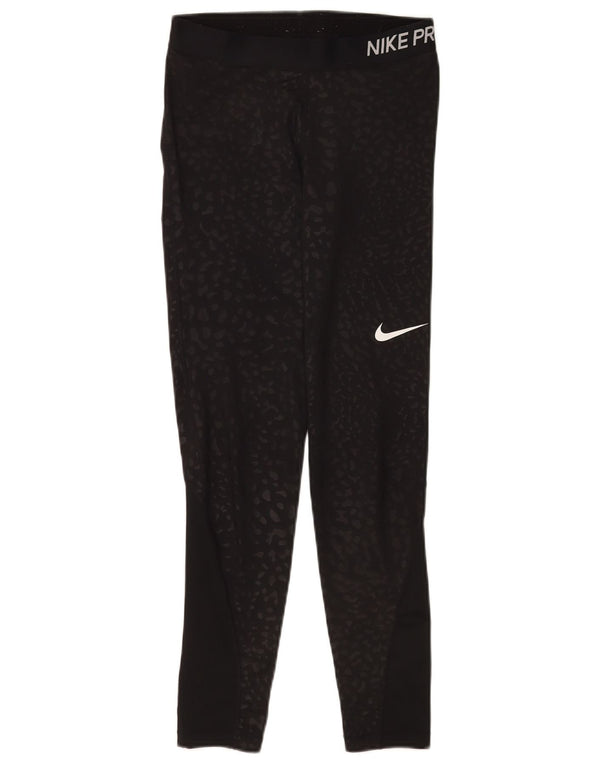 Nike Womens Dri Fit Graphic Leggings UK 12 Medium Black Animal Print