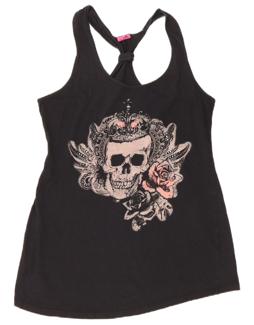 Γυναικείο γραφικό γιλέκο VINTAGE UK 12 μεσαίο μαύρο βαμβακερό