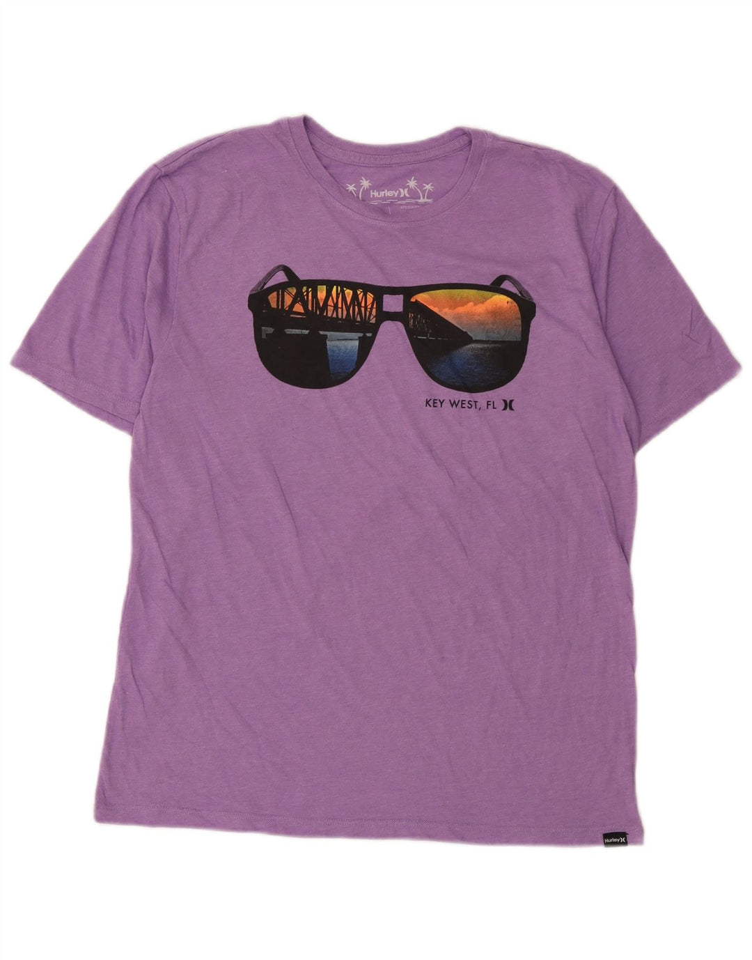 Ανδρικό γραφικό T-Shirt Hurley Top από μεσαίο μωβ βαμβακερό