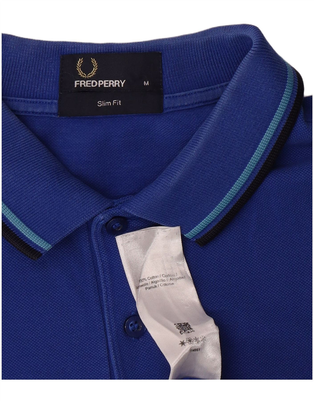 Fred Perry Ανδρικό πουκάμισο Polo Slim Fit, μεσαίο μπλε βαμβακερό