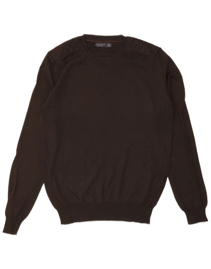Ανδρικό πουλόβερ ZARA Crew Neck Jumper Μεγάλο Καφέ Ακρυλικό