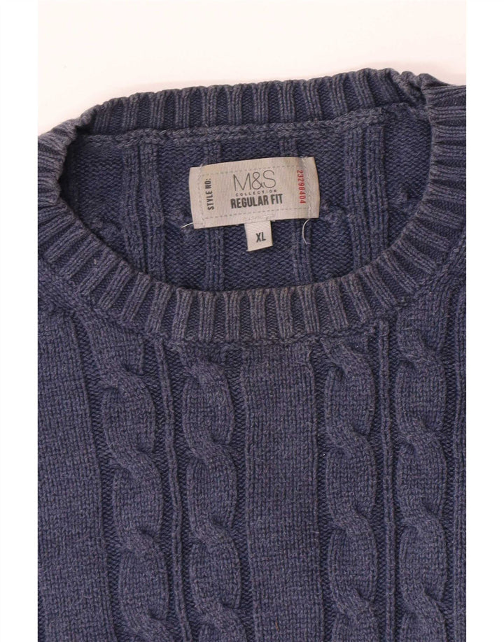 Ανδρικό πουλόβερ Marks & Spencer Regular Fit Crew Neck Jumper XL Navy Blue