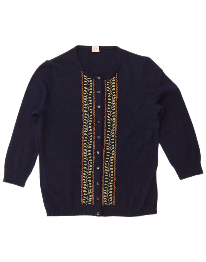 J. CREW Γυναικείο πουλόβερ ζακέτα με 3/4 μανίκια UK 12 Medium Navy Blue Floral