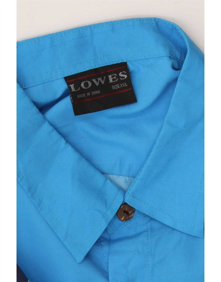 Lowes Ανδρικό κοντομάνικο πουκάμισο 2XL μπλε φλοράλ πολυεστέρα Χαβάης