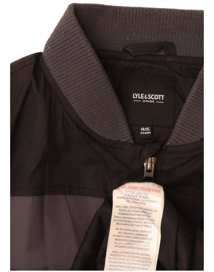 Lyle & Scott Boys Bomber Jacket 14-15 Years Grey Colourblock Cotton
